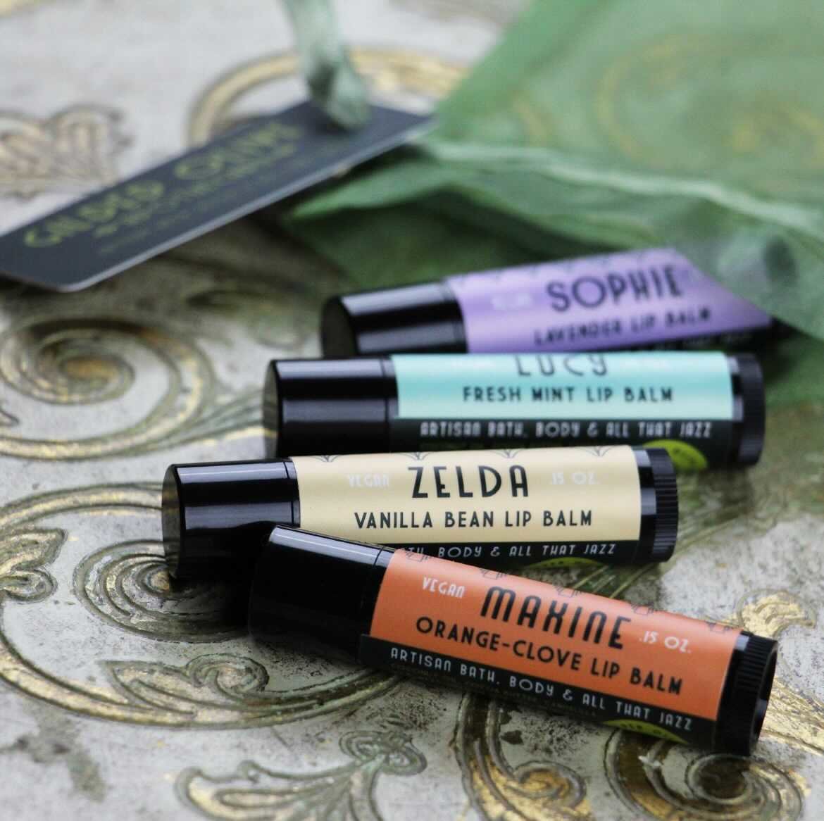 FOR HER ZELDA FITZGERALD SPIRIT
Gilded Olive Apothecary
https://www.gildedolive.com/
Pickup available in Medford
$19, vegan lip balm kit, Flapper collection